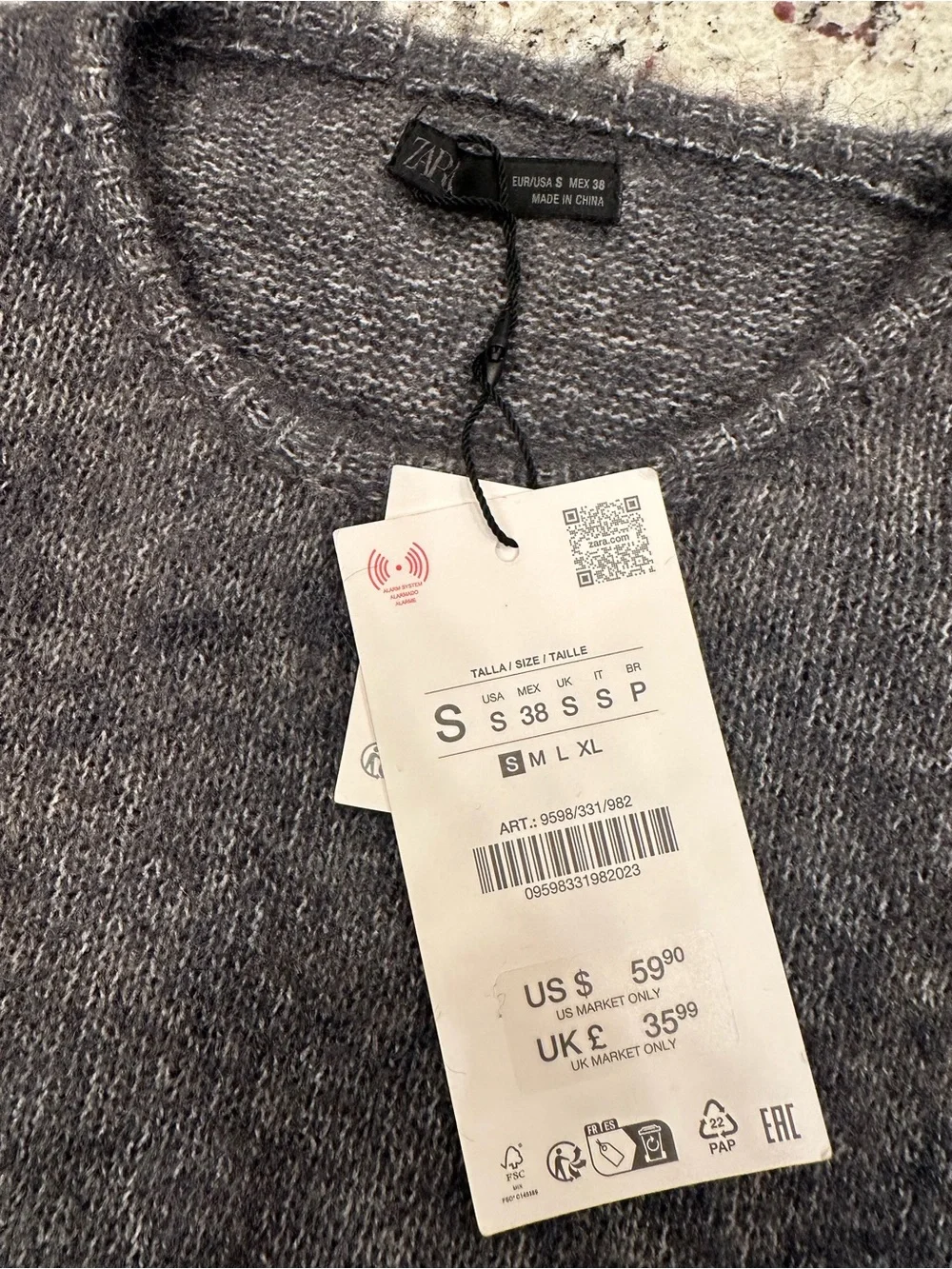 Zara Grey Ombre Effect Striped Knit Pullover Sweater NWT Size S